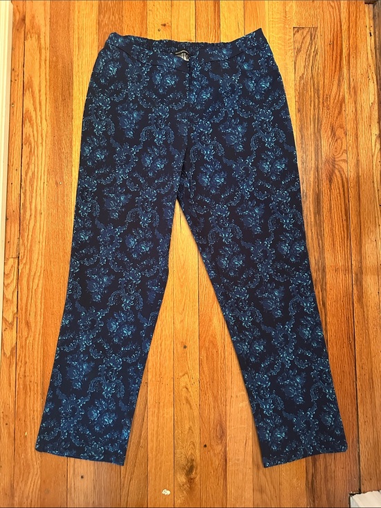 Isaac Mizrahi Pants - Isaac Mizrahi Navy Blue Floral-Print Chinos